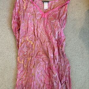 Tommy Bahama Pink and Gold Paisley V-Neck Top